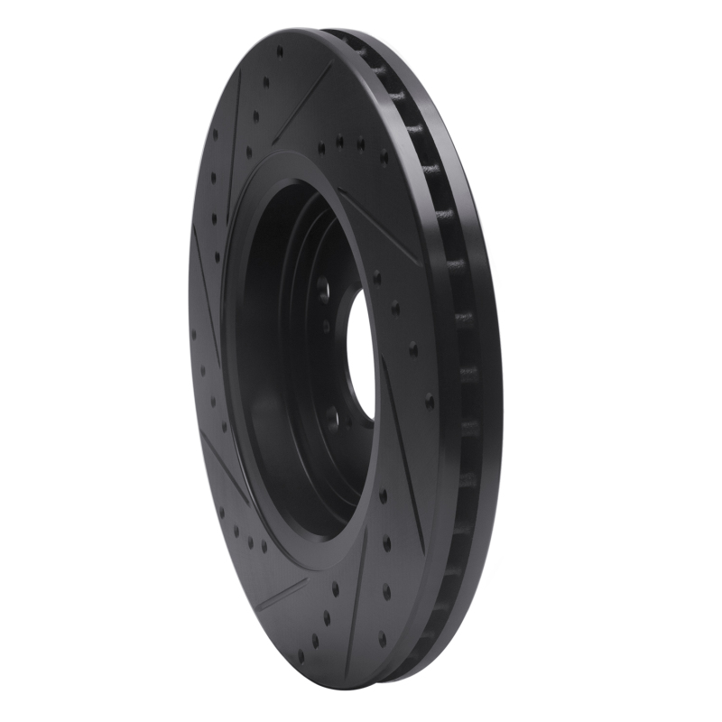 Acura MDX Brake Rotor (1) - Front Right - R1 Concepts - Drilled & Slotted - Black - `17-`20